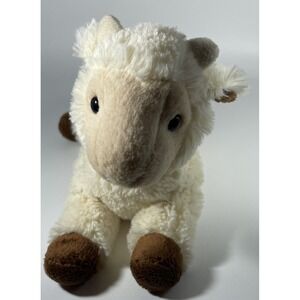 Aurora Small Plush Lamb Cream Brown Floppy Stuffed Animal Toy 9 Inch